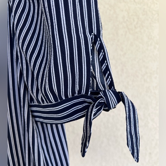 Michael Kors Navy/White Striped Off the Shoulder Top (Size s) - Picture 2 of 5